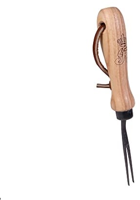 SHW-FIRE Handgabel für Bonsai und Garten - Handgeschmiedeter Stahl und praktischer Holzgriff. Ideal für das Auflockern an Engen Stellen.