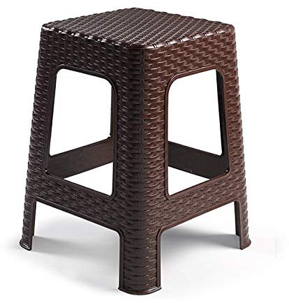 CABLEPELADO Taburete de Rattán, Banqueta Multiuso, Apilable, Imitación de Mimbre, 45 cm Altura x 33 cm Ancho, Wengue