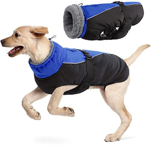 Wasserdichter Hundemantel Winter Warme Hundejacke, Hundebekleidung Outfit für kleine mittel große Hunde, Hundepullover mit Sicheren Reflexstreifen für Labrador Chihuahua Französische Bulldogge