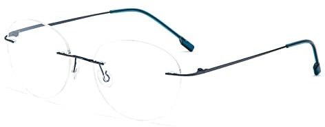 KoKoBin Round Randlos Lesebrille super Light Titanlegierung Lesehilfe für Damen und Herren (Blau, 2.5, diopters)