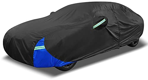 X AUTOHAUX Universal Full Waterproof Car Cover for 16-17ft Sedans | Heavy Duty, Snowproof Rain Sun Resistant, Outdoor Weather Protection, Universal Fit, Full Cover