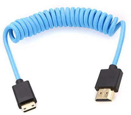 ZBLZGP Câble HDMI 2.1 8K pour caméras Blackmagic Pocket Cinema Moniteur, TV, PS5, ATOMOS Ninja V, Portkeys HDMI Splitter Digital Cable Cord (Mini HDMI vers HDMI, tressé)