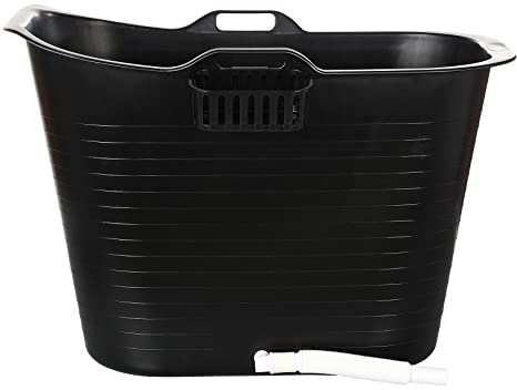 FlinQ Baignoire de douche - Baignoire adulte et Baignoire enfant - Ice bath - Avec orifice de vidange et thermomètre - Noir - 165L