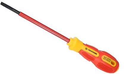 CoCud Slotted Insulated Screwdriver, 6mm Flat Head 6 Round Shaft, 1000v Magnetic CR-V Steel Blade - (Applications: for Automotive Repair/Electricians)
