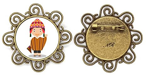 Bunte Hut, Peru-Cartoon-Blumen-Brosche, M