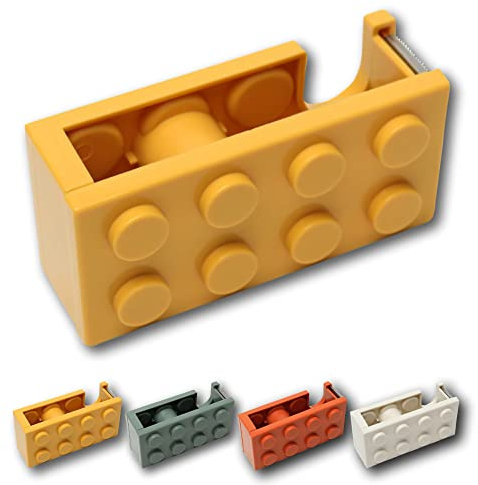 Three Stars Distributeur de ruban adhésif en forme de bloc | pour les enfants et adolescents | 4 couleurs disponibles | Porte-rouleau de bureau