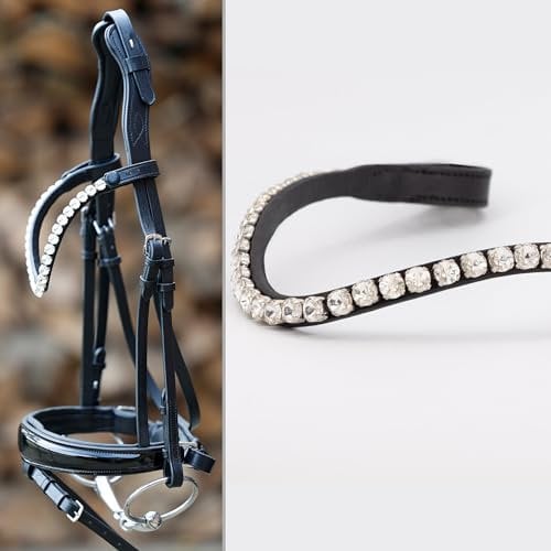 Heinick Trense Performance-Liberty Schwarz Lack Serie-Glow ~ Warmblut ~ (Stirnriemen Glow-Silver)