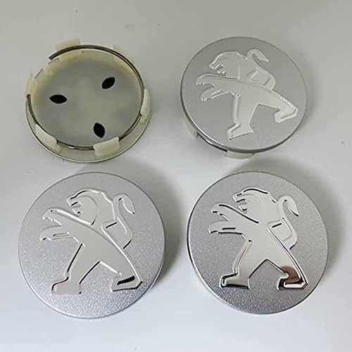 4 Pièces Cache moyeu pour Peugeot 206 308 307 207 208 3008 407 508 2008 60mm, Centre de Jante Capuchons Cache Moyeu Centre de Roue, Enjoliveur de Voiture des Roue Accessoires,B