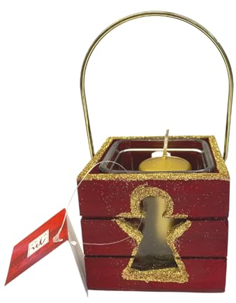 Mercury – Kerzenhalter aus Holz – Laterne – Weihnachtsdekoration – für Teelicht – Party, Weihnachten (Engel-Kerzenhalter)