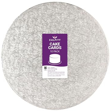 Culpitt 8 Round Cake Boards | Silver | 2.7mm Cards For Celebration Desserts, Birthday Treats, Tiered Sponge, Cupcakes, and More! 8 inch, Pack Of 10
