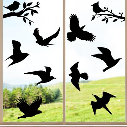 Groß Größe Fensteraufkleber Vogelschutz,Vogelaufkleber für Fensterscheiben,10 Stück Vogelschutz Aufkleber für Fenster,Vogel Aufkleber Fenster,Fenstersticker Vogel Selbstklebend