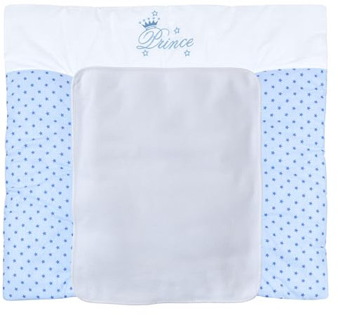 Baby Delux Wickelauflage 75x70 cm weiche Wickelunterlage Wickeltischauflage mit Frotteeauflage wasserdicht waschbar (Prince Stars)