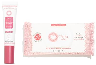 MUSC INTIME La Marque Officielle - Combo Fraîcheur - Parfum Intime & Lingettes - Sweet Litchi - La Délicieuse - Nettoie & Parfume les Parties Intimes - 30ml & 30 unités