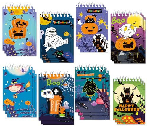 ZALAON Mini Notepads Halloween,24 Stücke Halloween Notepads Notizbuch kinder kann zum Aufzeichnen aller Arten von Informationen als Memo oder als Geschenk für Kinder werden