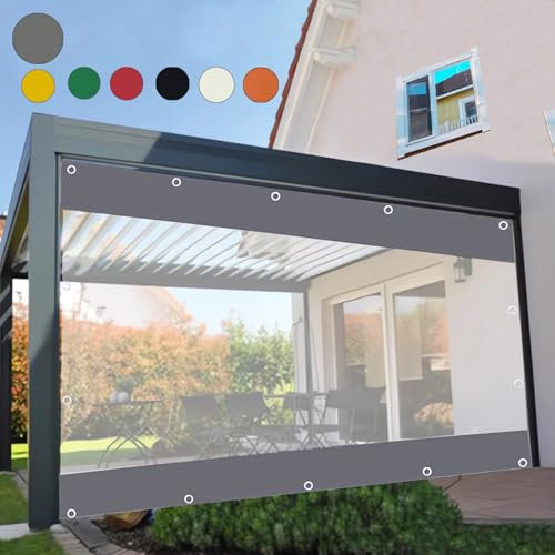 Bache de Protection de Pluie pour Pergola,Terrasse Rideau Imperméable,Bâche Transparente Exterieur avec Œillets,Plantes,Porche Garage(Hauteur x Largeur) 2,8x3,5m/9.19x11.48ft
