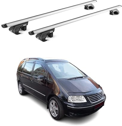 OMAC Dachträger für VW Sharan 1995-2023 Aluminium Silber | TÜV geprüft, bis 90 kg Traglast, T-Nut-Befestigung, für Standard-Dachreling geeignet, Querträger, Grundträger