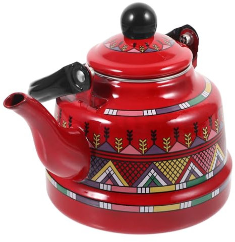 PAMINGONO Bollitore Smaltato Bollitore Con Fischio Smaltato Stufato Teiera Addensata Smaltata Agriturismo Teiere Per Il Tè Sfuso Teiera Da Cucina Teiera Decorativa Rosso Smalto
