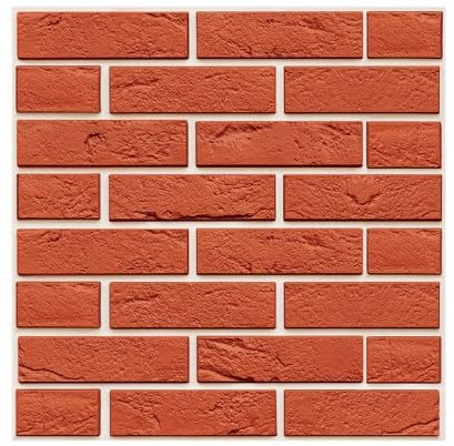 SPORWAY Papier Peint 3D Brique Adhesif Mural: 10 Pièce Dalle Plaque PVC Adhesive Murale, Papier Peint 3D Brique Rouge, Décorations Murales, Pierre Autocollant Mural pour Chambre, Cuisine, Salon