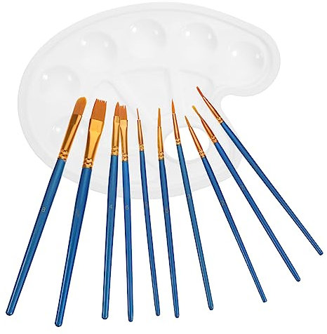 TEHAUX 1 Satz Pinsel acrylbilder bürste Reinigung Painting Bilder Set Farbmischpalette Water Painting Pen Farbtablett-Palette Malutensilien Mischplatte Stift für Ölmalerei Holz Blue