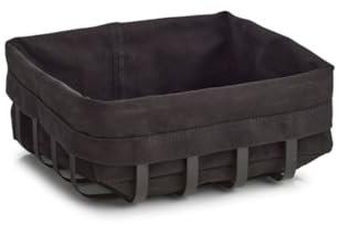 House of Little Labels Schwarzer Brotkorb aus Stahl mit herausnehmbarem Stoff-Inlay – vielseitig als Obstkorb, Aufbewahrungskorb oder Tischdeko verwendbar