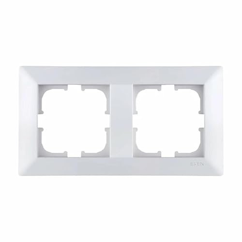 EXEN - Serie ODAK Rahmen 2-fach für Lichtschalter und Steckdose - Panel für Wandlichtschalter und Steckdosen - Weiß - 154mm - O102/01E