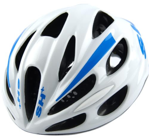 SH+ Casco de Ciclismo Shake Jump, Blanco y Azul, Diseño Aerodinámico (XS/S)