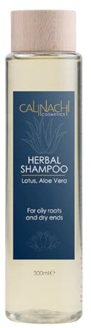 CALINACHI Anti-Fett Ansatz Shampoo 300 ml – sulfatfrei, silikonfrei, ohne Parabene | Aloe Vera & Lotus | für fettige Kopfhaut, trockene Spitzen | sanfte Reinigung, Sebum-Balance, mehr Glanz