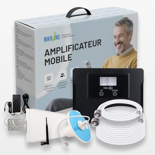 Nikrans Amplificateur 4G GSM 800/900 MHz - Répéteur de Signal Cellulaire Double-Bande - Bande 8/20 - Jusqu’à 250 m² - Compatible Tout Opérateur - Réseau Stable pour Maison/Bureau - Certifié CE & RoHS