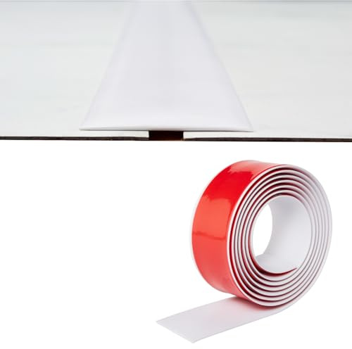 Bande de Transition Plate 2mm épaisseur PVC,5cm Large Bande de Seuil Fine Autoadhésive Barre de Seuil Souple Barre de Sol Baguette Seuil de Porte Profilé de Transition Joindre Espaces de Sol,2M Blanc