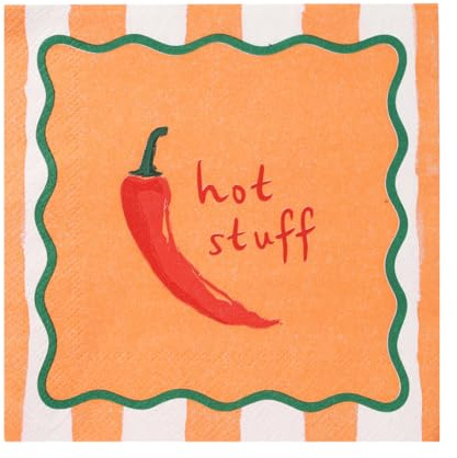 Talking Tables 20 x Papierservietten mit Chili-Motiv, Einweg-Servietten, recycelbar, 25 x 25 cm, Weihnachtsgeschirr, Catering, Geburtstag, Grillen, Weihnachten, Halloween-Party