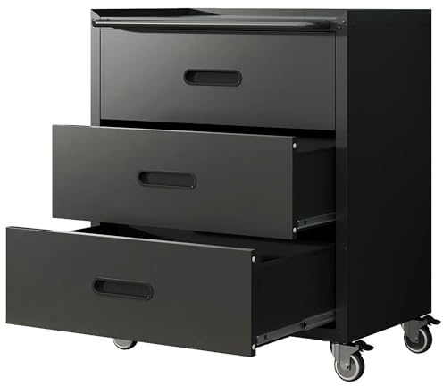 IKIMI 3 Drawer Mobile Tool Storage Cabinet,Heavy Duty Rolling Tool Chest for Garage Organization,Metal Storage Cabinets on Wheels,Assembly Required
