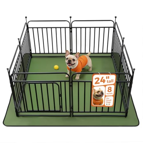 Lekesky Dog Pen Indoor, 8 Panel Puppy Play Pen with Bottom Mat