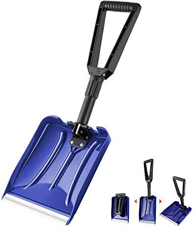 ORIENTOOLS Schneeschaufel mit D-Griff und robuster Aluminium-Klinge, Notfall-Schneeschaufel für Auto, LKW, Freizeitfahrzeug etc. (Klinge 22,9 cm)