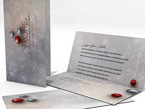 Weihnachtskarten Set | 100 Klappkarten mit bedruckbarem Einleger | 100 passende Kuverts DIN LANG | Karten Set