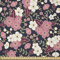 ABAKUHAUS japanisch Stoff als Meterware, Nachtgarten Sakura, Microfaser Stoff für Dekoratives Basteln, 1M (230x100cm), Schwarz Rosa Weiß