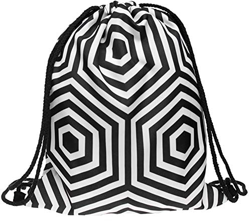 PREMYO Turnbeutel für Mädchen Teenager Junge - Sportbeutel Damen Bedruckt Hexagon - Hipster Gym Bag Festival