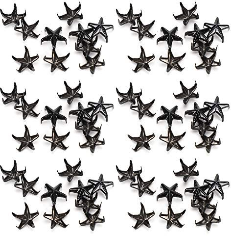 200 pièces étoile Rivets décoration Cinq Branches étoile Griffe Presse à Main Pointes pour Bricolage Scrapbooking décoration Accessoires(Noir)