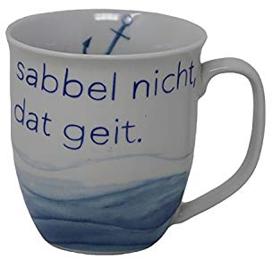 osters muschel-sammler-shop Becher/Krug/Teebecher Sylt ┼ Porzellan 9,7x9,5cm┼ 300ml ┼ Maritim Strand ┼ Sprüche (Sabbel Nicht dat geit)