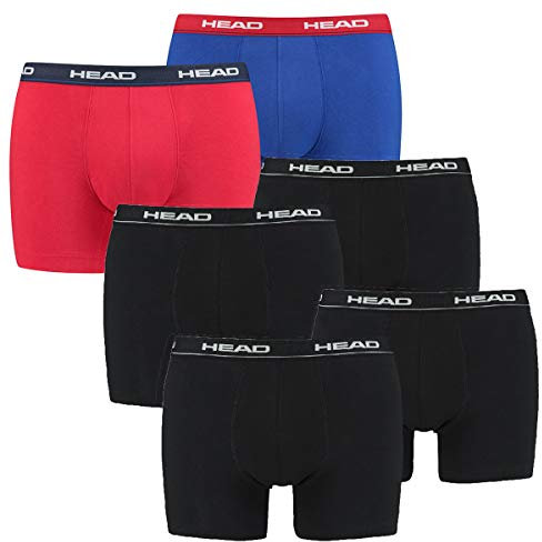 HEAD 6 er Pack Herren Boxer Boxershorts Basic Pant Unterwäsche, Farbe:Schwarz/Rot/Blau, Bekleidungsgröße:M