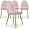 Menzzo Lot de 4 chaises matelassées Norway Velours Rose