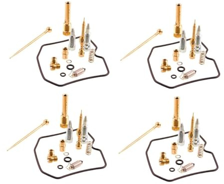4x Keyster Vergaser Reparatursatz kompatibel mit Kawasaki Zephyr ZR750 | 4er Set für 4 Vergaser; Dichtungen, O-Ringe, Ventile, Schrauben, Federn, Düsen; kompatibel mit Kawasaki ZR750C1-4, ZR 750 C