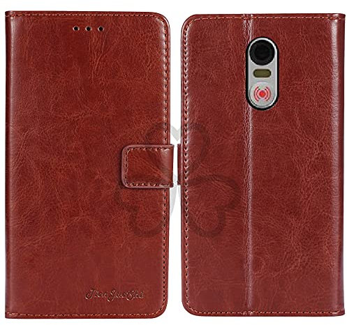 TienJueShi Marron Flip Retro Support à Rabat Cuir Housse Coque pour Swissvoice G50 5 inch Étui Cas Couverture Protecteur Case Portefeuille Cover