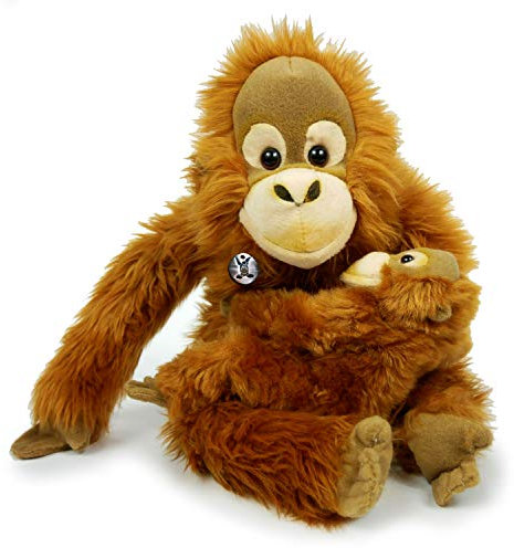 Kuscheltier Orang Utan mit Baby Plüschtier Menschenaffe 30 cm sitzend * JASINGA
