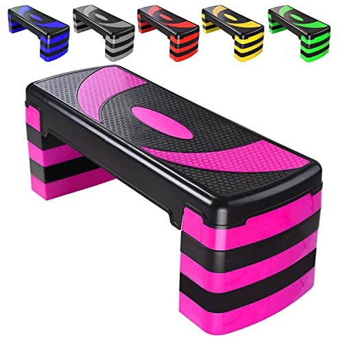Stepper d'aérobic avec 5 niveaux réglables (10/15/20/25/30 cm), cardio, poids, yoga, entraînement, antidérapant, pour la maison, la salle de sport/bureau, les routines, le fitness