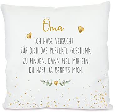 Manufaktur Liebevoll I Kissen mit Sprüchen I Besondere Geschenkidee als Dankeschön, zum Geburtstag und zu Weihnachten (Kissenbezug Oma, ich Habe versucht...)