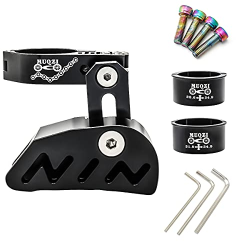 MUQZI MTB Kettenführung, Aluminiumlegierung Einscheiben Kettenführung Fahrrad Kettenschutz für die meisten Mountainbike Rennrad, Schwarz