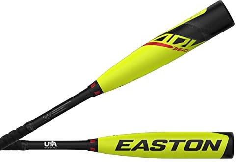 Easton ADV 360 Baseball Bat | Usa | -11 / -10 / -8 / -5 Drops | 2 5/8 Barrel | 2 Pc. Composite Baseballschläger, gelb/schwarz, 27 Inch