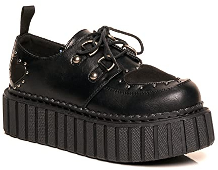 Lamoda Cryptic Love Chunky Creeper Shoes Black PU Gothic Platform Shoes for Women, Comfortable Cushioned Insole, Durable PU, Perfect for Festivals, Raves, Street Fashion UK6