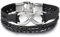 COOLSTEELANDBEYOND DREI Reihen Unendlich Liebe Number 8 Freundschaftsbänder Schwarz Lederarmband für Damen Herren