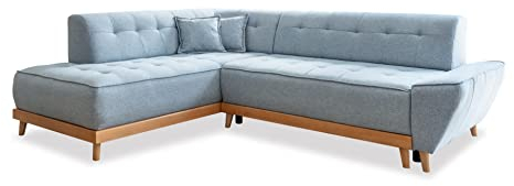 MIUFORM Ecksofa mit Schlaffunktion und Bettkasten Wohnladschaft | Dazzling Daisy L-Form | Wohnladschaft Couch L Form Schlafcouch (Hellblau, Links ausgerichtet)